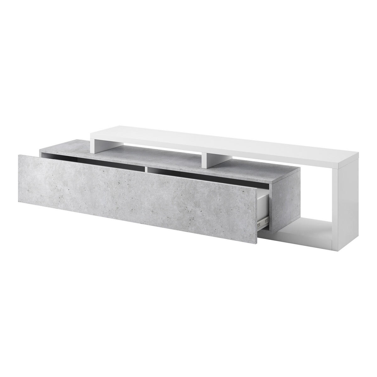 LOWBOARD BOTTEGA 219x45x52 cm mit 2 Schubladen Weiß - Hellgrau/Weiß, Holzwerkstoff (219/52/45cm) - MASSENO