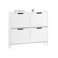 SCHUHSCHRANK mit 4 Klappen schmal 100x91x19cm Weiß - Weiß, Holzwerkstoff/Metall (100/91/19cm) - SoBuy