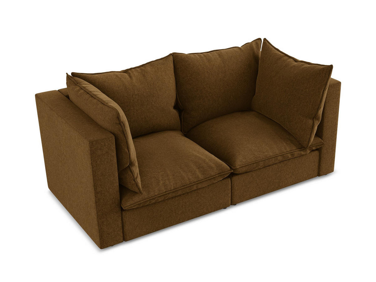 2-SITZER SOFA Samt Stoff Gelb - Currygelb/Schwarz, Holzwerkstoff/Kunststoff (180/77/90cm) - Makamii