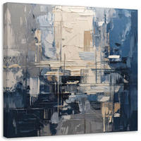 LEINWANDBILD Geometrische Abstraktion Pastellfarben 50x50cm - Blau, Textil (50/50cm) - Feeby