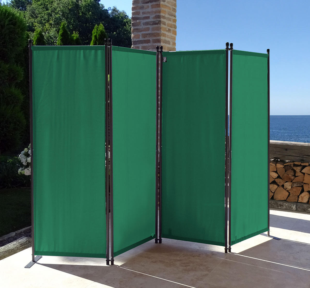 PARAVENT 4-tlg. 220x165 cm Grün - Grün, Metall (220/165cm) - QUICK STAR