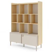 BÜCHERREGAL Positivo mit 1 Tür und 1 Schublade, 110 cm, Mavelie-Eiche + Macadamia - Eichefarben, Holzwerkstoff (113/195/42cm) - Beautysofa