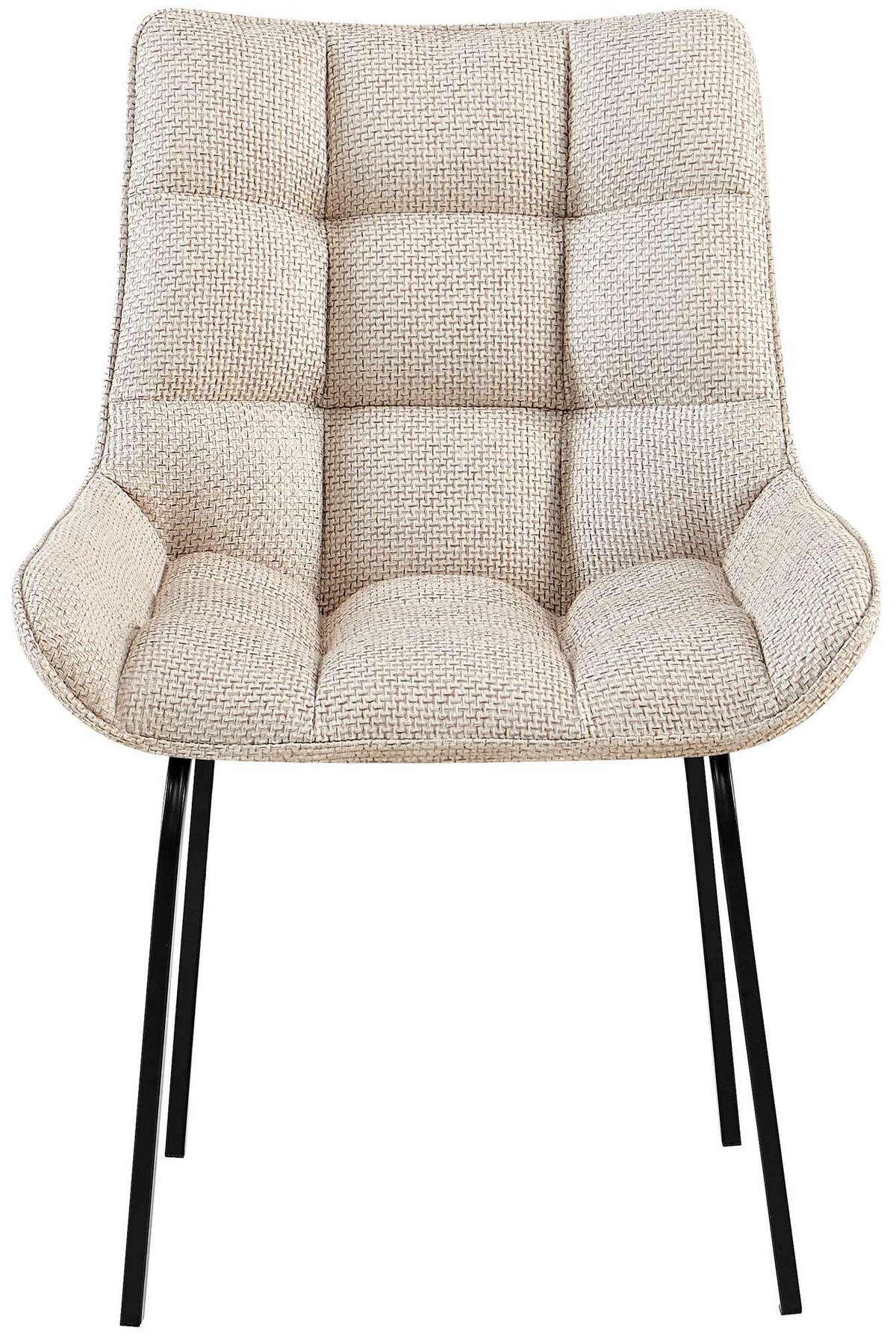 STUHL Stoff elfenbein - Creme/Schwarz, Textil/Metall (58/84/57cm) - CLP