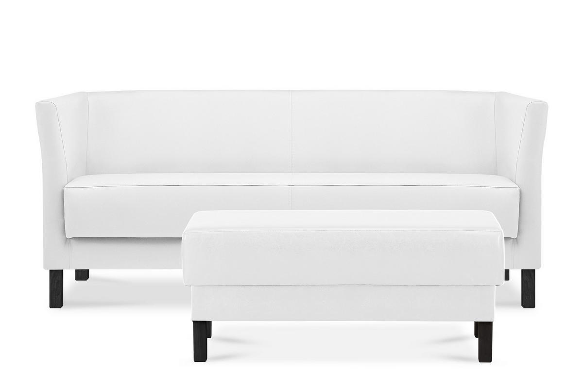 SITZHOCKER ESPECTO auf hohen Holzbeinen, weiß - Schwarz/Weiß, Textil (106/47/56cm) - KONSIMO®