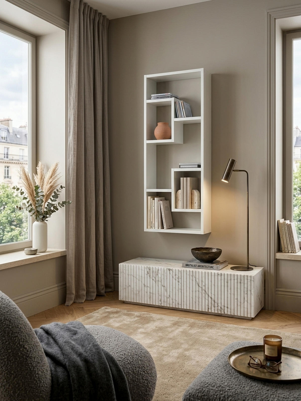 WANDREGAL ITTER Spanplatte Freischwebend Modern, Weiß 36x15x90 cm - Weiß, Holz (36/90/15cm) - KADIMA DESIGN