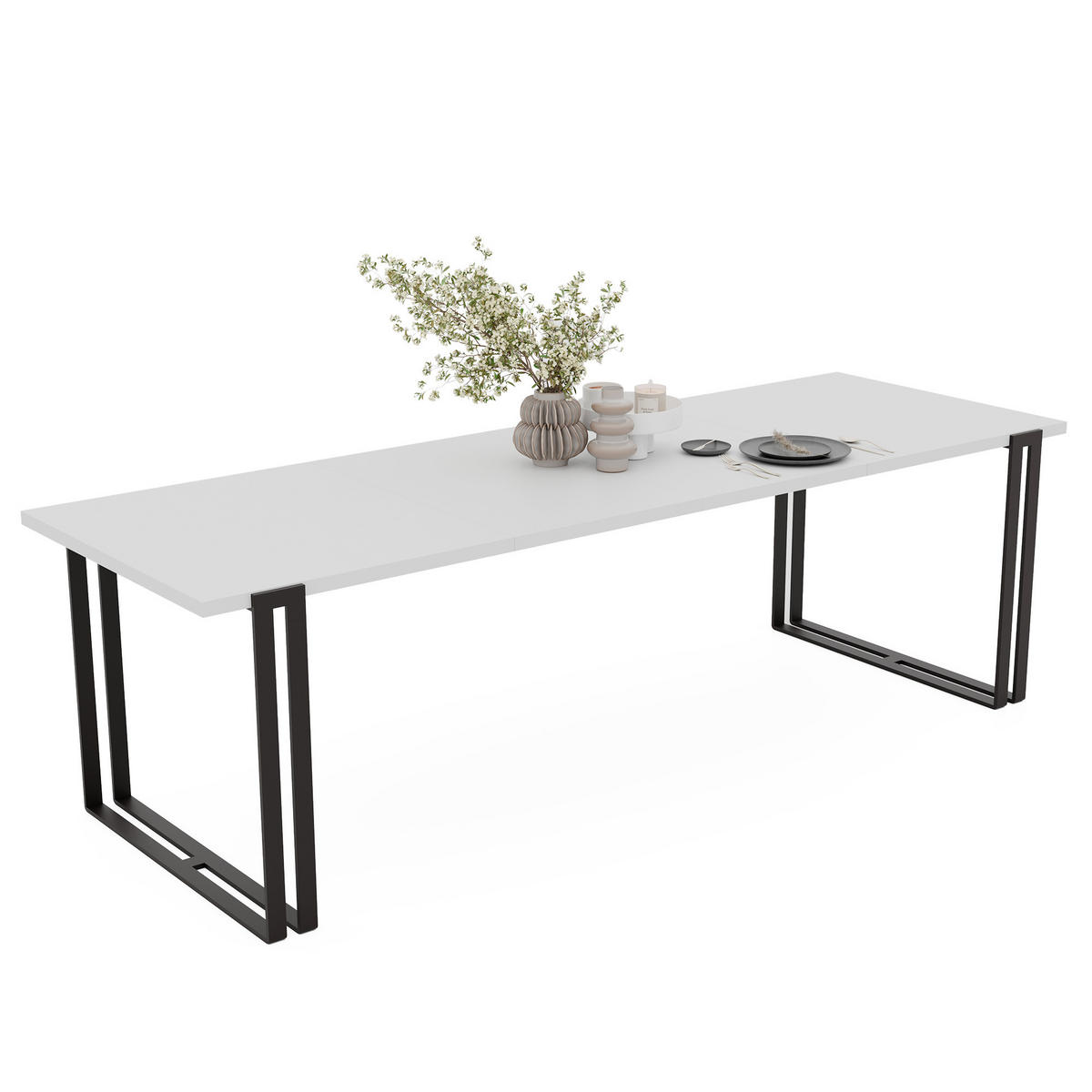 TISCH ausziehbar aus MDF, Weiß - Schwarz/Weiß, Holzwerkstoff (120/80/76cm) - Idohome