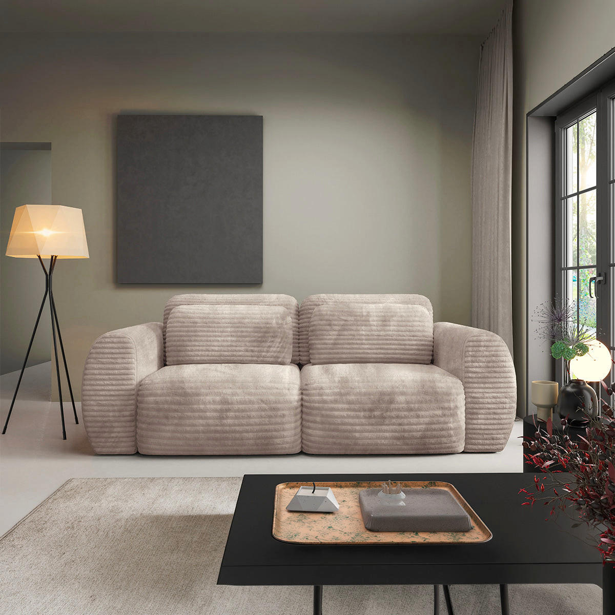 SOFA Camilla 3 Sitzplätze Taupe - Taupe, Holz (266/95/121cm) - Petits-meubles