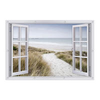 GARTEN-POSTER 120x80 cm Strand Fenster - Beige, Kunststoff (120/80/2cm) - artissimo