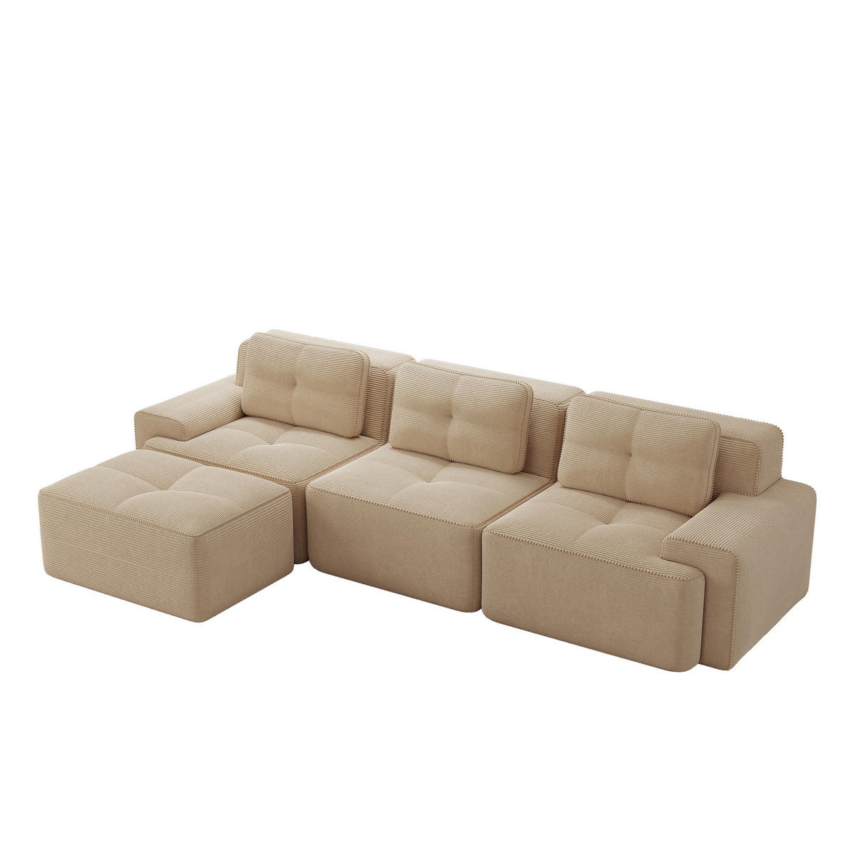 SOFA modular ohne Montage Cord Beige - Beige, Kunststoff (177/293cm) - Meubliv