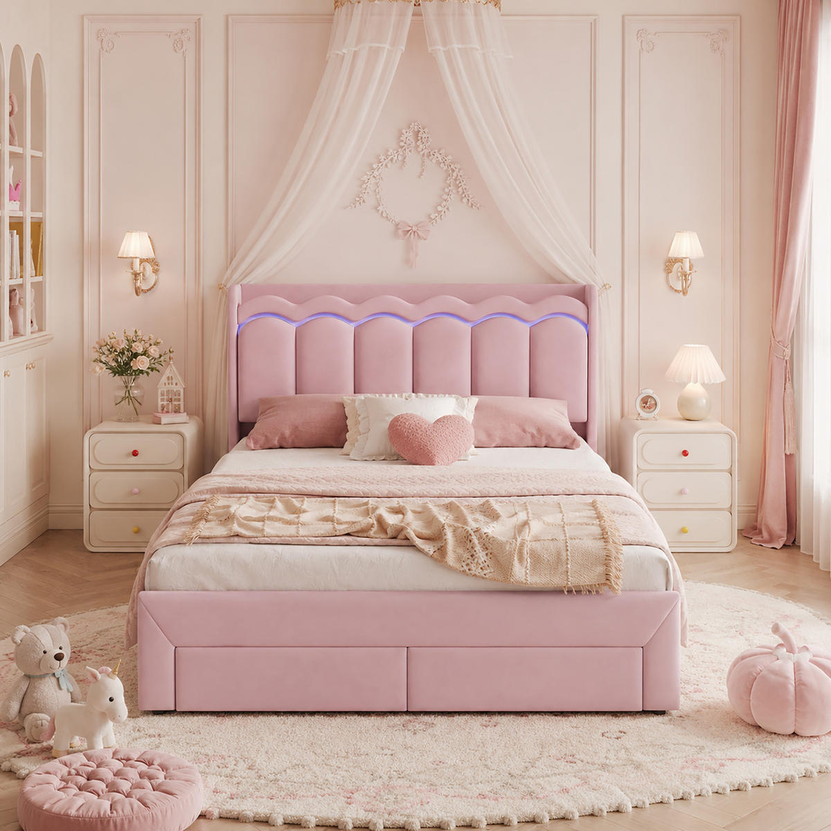 KINDERBETT 140/200 cm Rosa - Pink, Textil