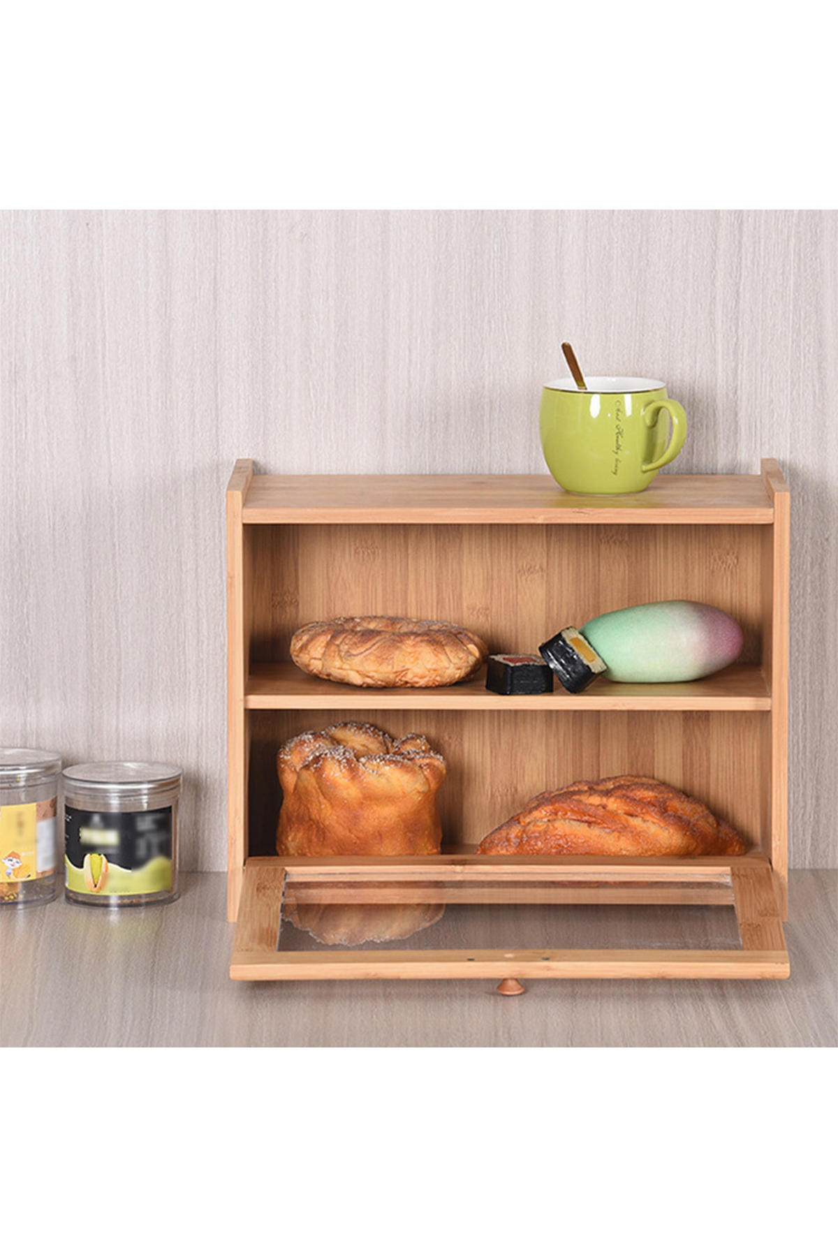 BROTKASTEN aus Bambus in Natur Farbe mit zwei Fächern Rechteckig Umweltfreundlich & ungiftig 40 x 17 x 31 cm - Naturfarben, Naturmaterialien (40/31/17cm) - Livingandhome