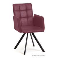 ARMLEHNSTUHL (4er-Set) Dayle 52x91x60 Schwarz/Marsala - Brombeere/Schwarz, Kunststoff (60/91/52cm) - 58aufmkessel