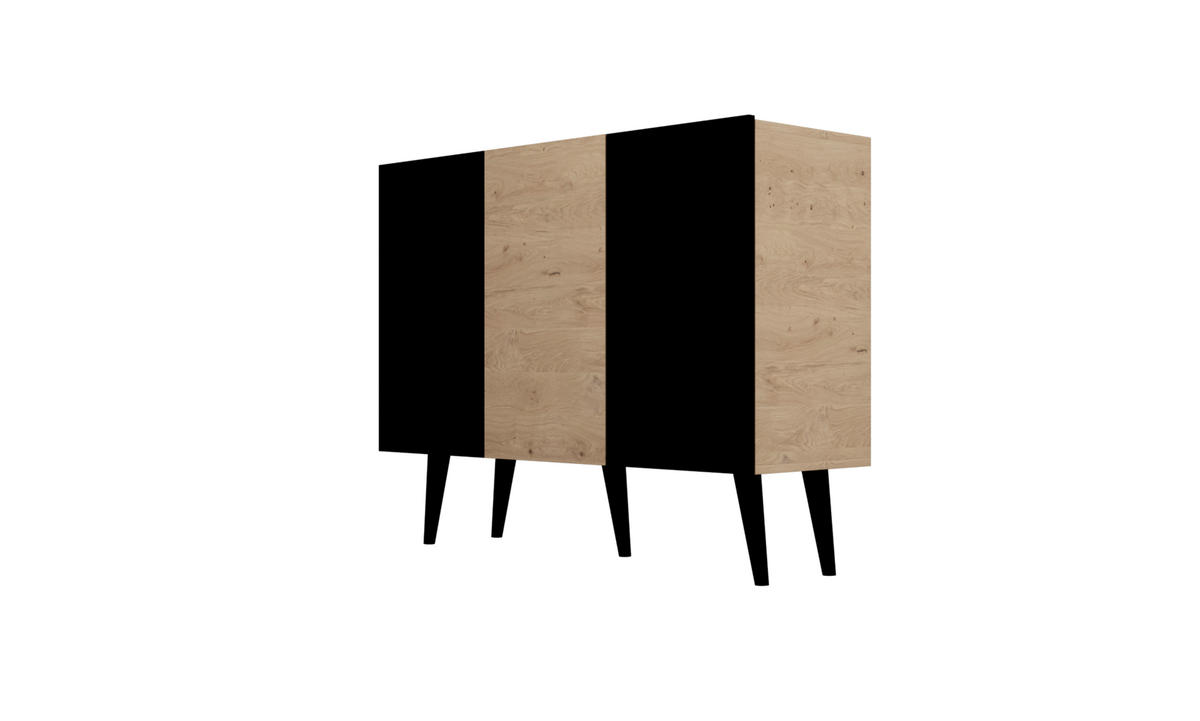 KOMMODE Toronto 39,9/95,5/120 - Schwarz/Naturfarben, Holzwerkstoff (40/96/120cm) - RAUMHIRSCH FURNITURE