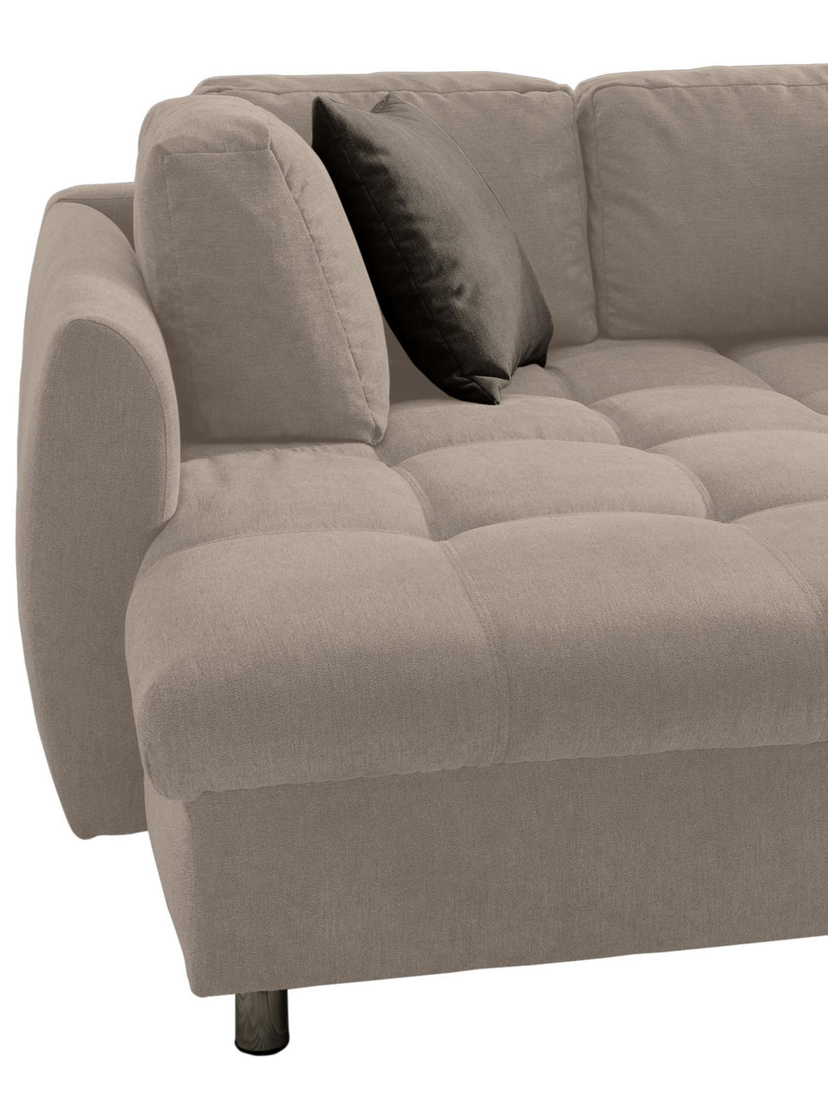 ECKSOFA mit Schlaffunktion, Bettkasten, Wellenunterfederung, Ottomane links B250/T190/H84 cm, Liegefl. 179x190 cm, Mikrofaser Hellbraun / 17010 - Hellbraun/Chromfarben, Textil/Metall (250/190cm) - luma-home