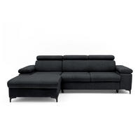 ECKSOFA MAVIC L Links mit Schlaffunktion Velours Graphit - Graphitfarben/Schwarz, Glas/Holz (176/257cm) - Muffo