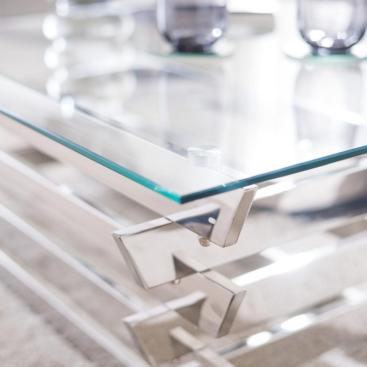 COUCHTISCH - Glas / Metall - Transparent / Chrom - Chromfarben, Glas/Metall (70/130/45cm) - home24