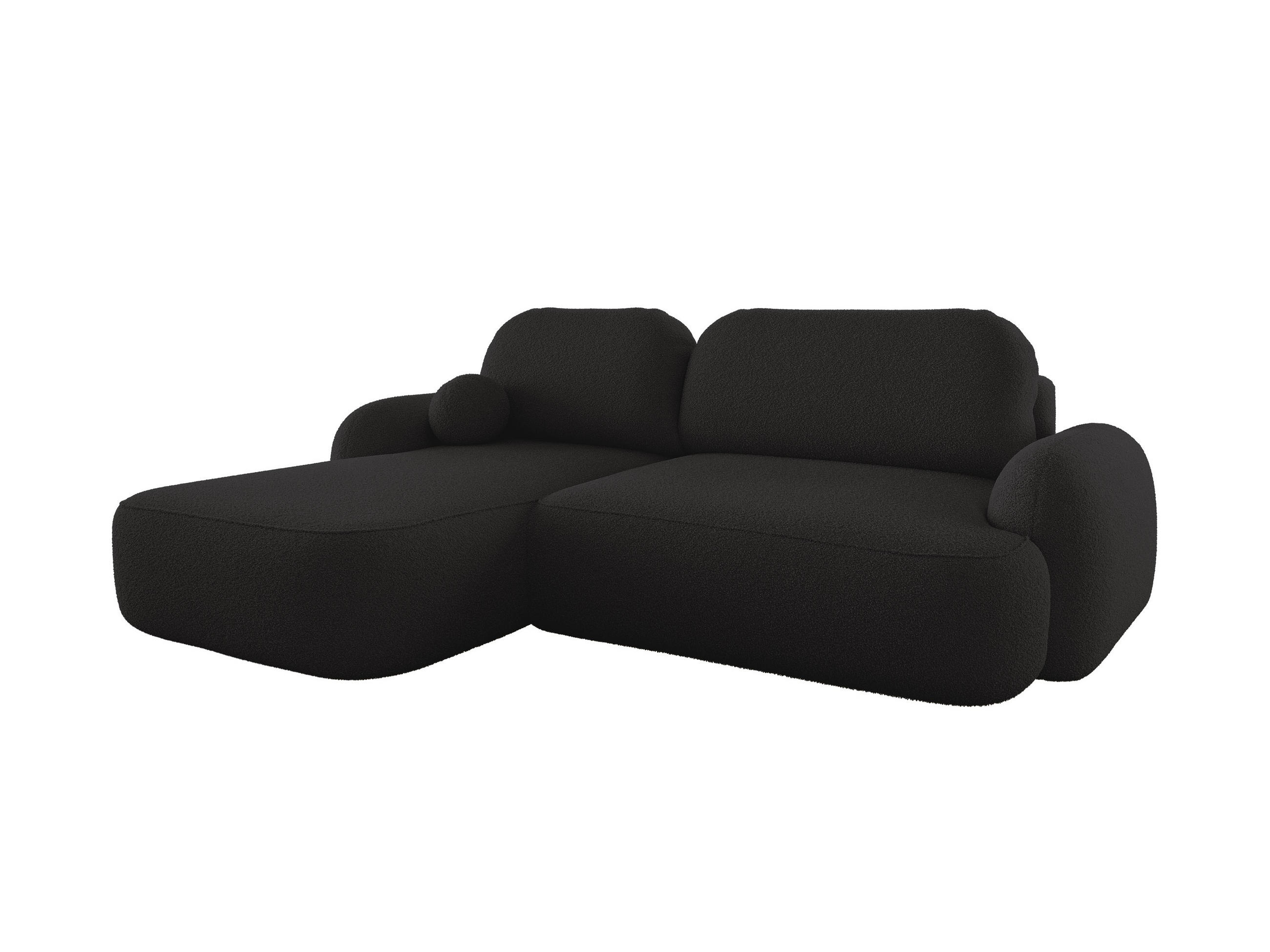 ECKSOFA MIVARO Schlaffsofa Boucle Schwarz (LINKS) - Schwarz, Textil (176/276cm) - Luxkor24