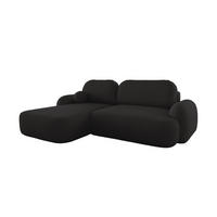 ECKSOFA MIVARO Schlaffsofa Boucle Schwarz (LINKS) - Schwarz, Textil (176/276cm) - Luxkor24