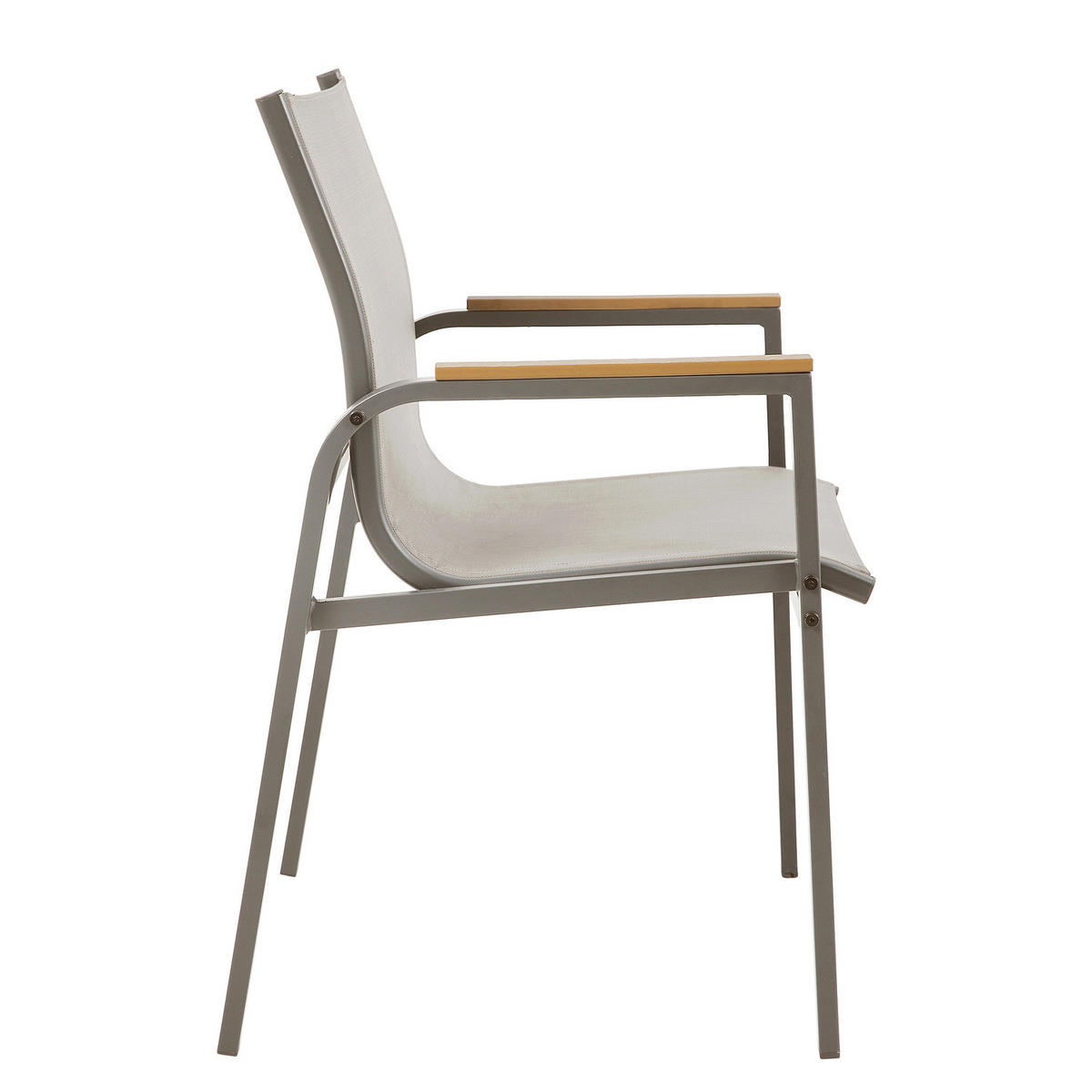 GARTENSTUHL - 2er-Set - Stahl / Olefin - Taupe, Textil/Metall (57/91/64cm) - home24