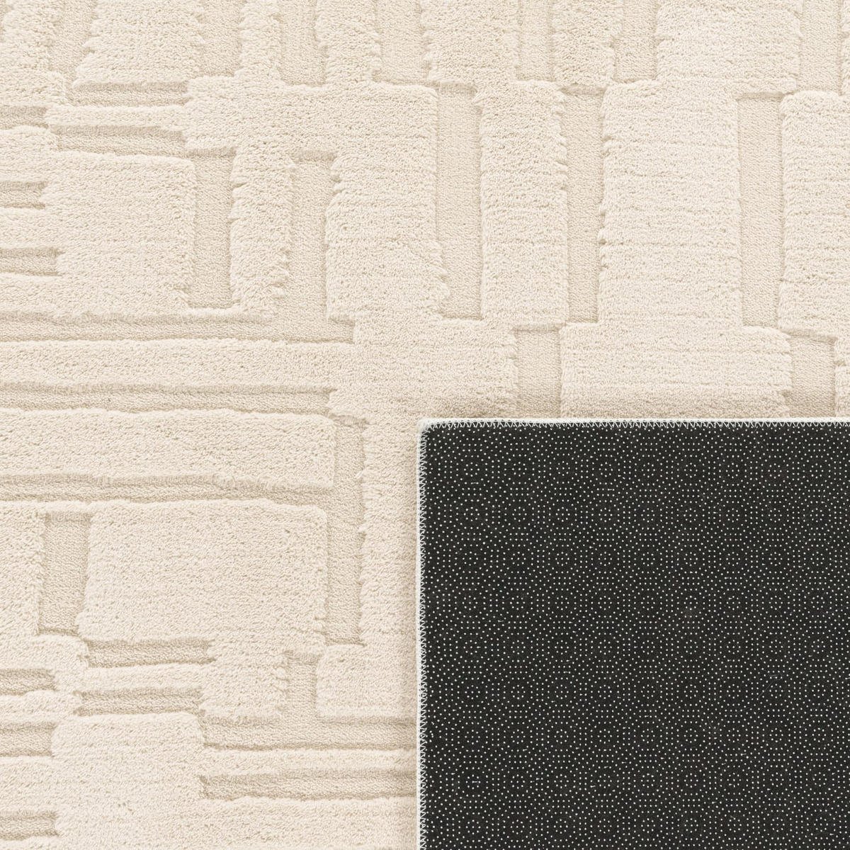 KURZFLORTEPPICH, mit Struktur, aus Polyester, Florhöhe 12 mm, Creme, 120 x 160 cm - Beige, Textil (120/160cm) - KADIMA DESIGN