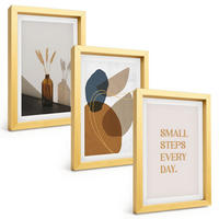 BILDER SET 3er Set - 20x30 cm Goldrahmen - Set abstrakter Formen - Goldfarben, Kunststoff (20/30cm) - TULUP