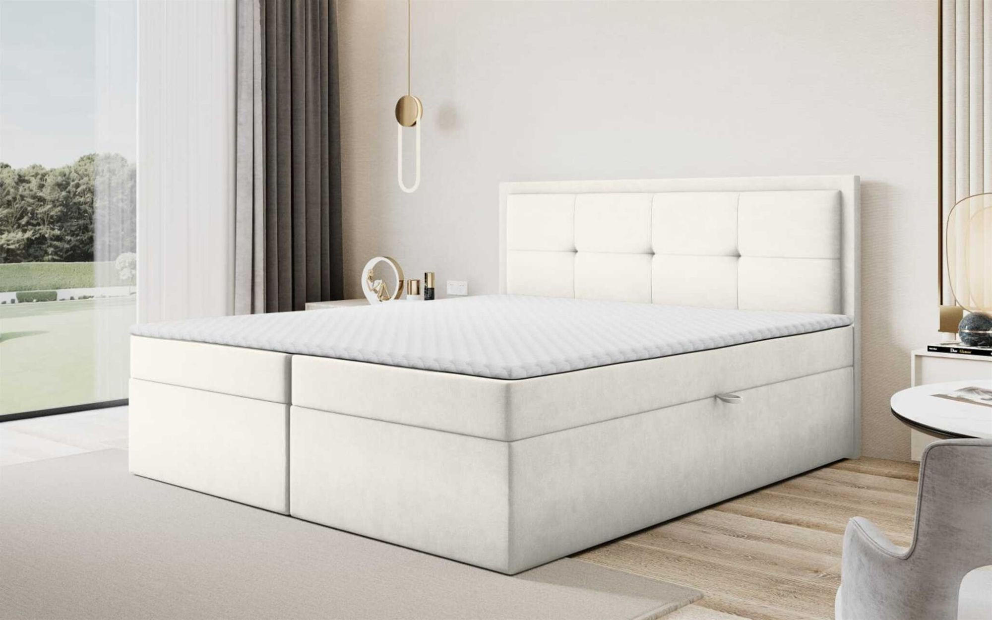 BOXBETT Degna In überlänge - Creme, Holzwerkstoff/Textil (180/220cm) - Fun Möbel