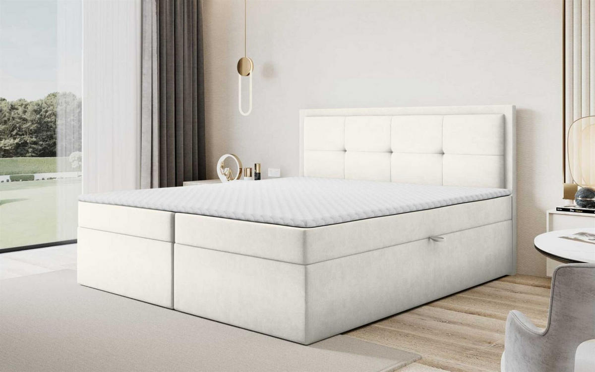BOXBETT Degna - Creme, Holzwerkstoff/Textil (160/200cm) - Fun Möbel