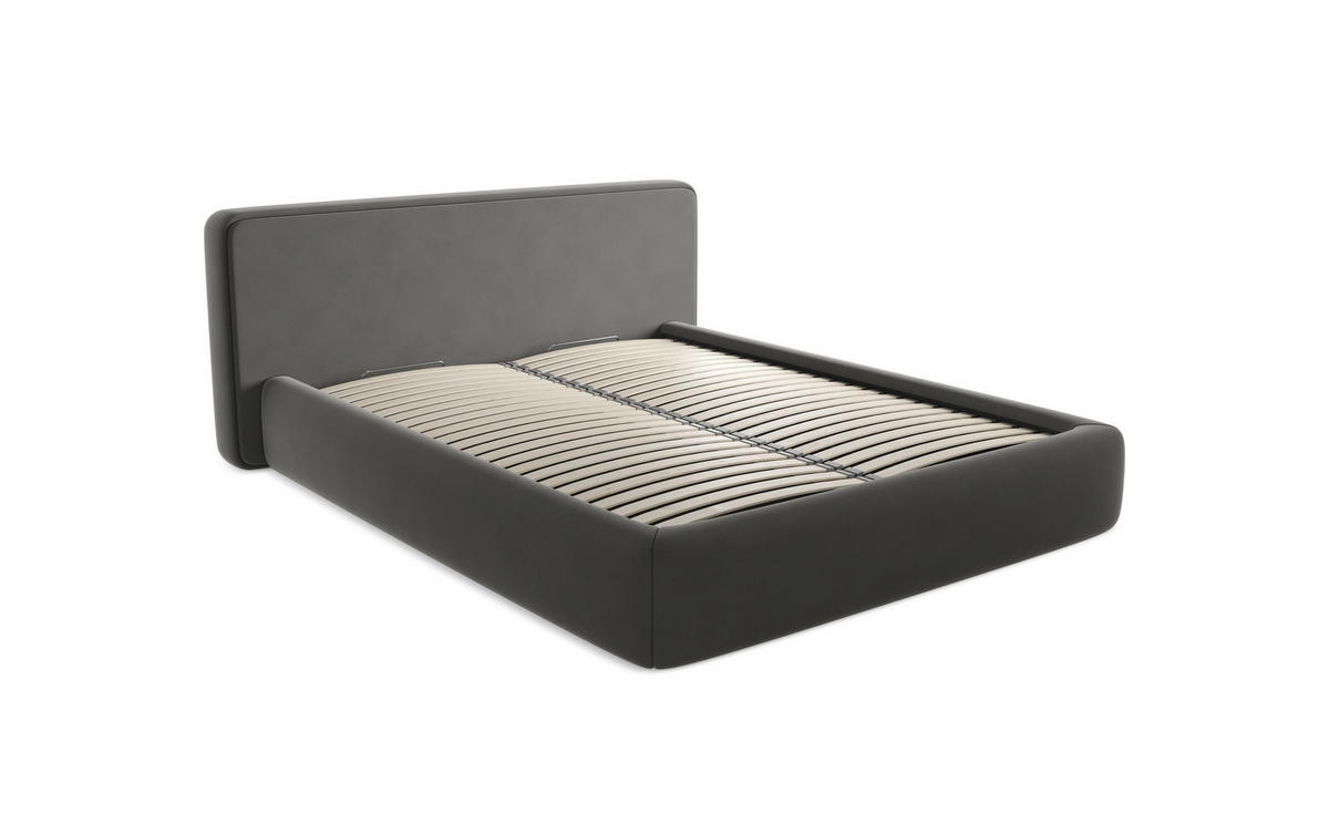 POLSTERBETT mit Bettkasten und Lattenrost 180x228 Schwarz - Schwarz, Kunststoff/Textil (160/200cm) - Makamii