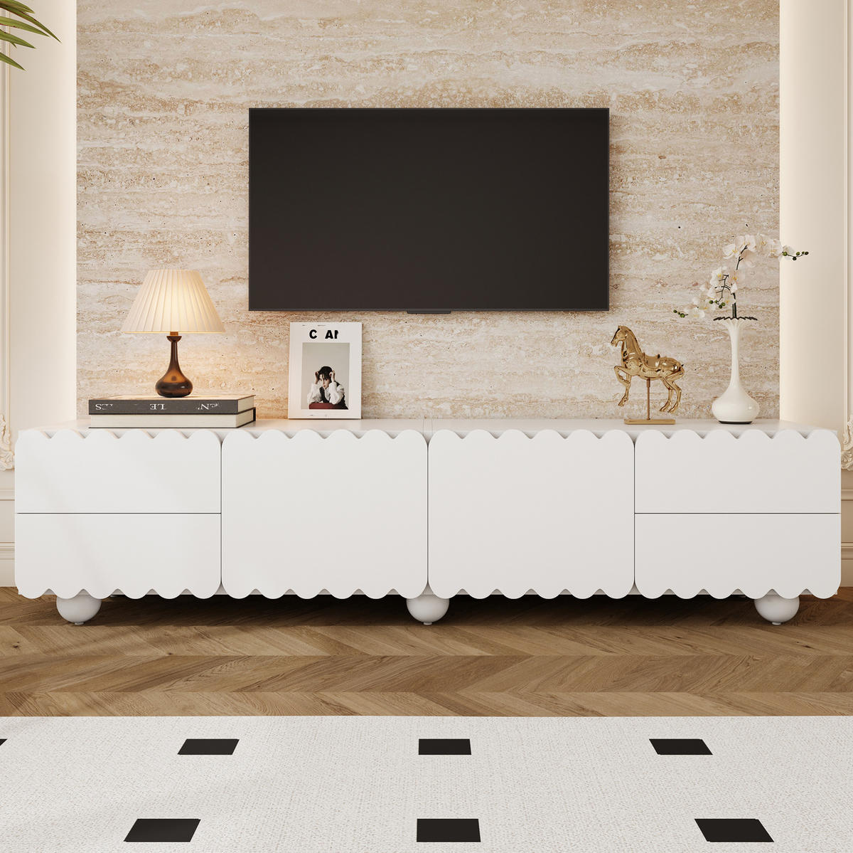 TV-SCHRANK mit Stauraum 175 x 38 x 37 cm Weiß MDF Holzwerkstoff - Weiß, Holzwerkstoff (38/37/175cm) - Beauniv