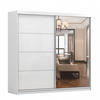 SCHWEBETÜRENSCHRANK Multi 35 Weiß/Weiß Semigloss + Spiegel 233 cm - Alufarben/Weiß, Glas/Holzwerkstoff (233/218/61cm) - imoebel24
