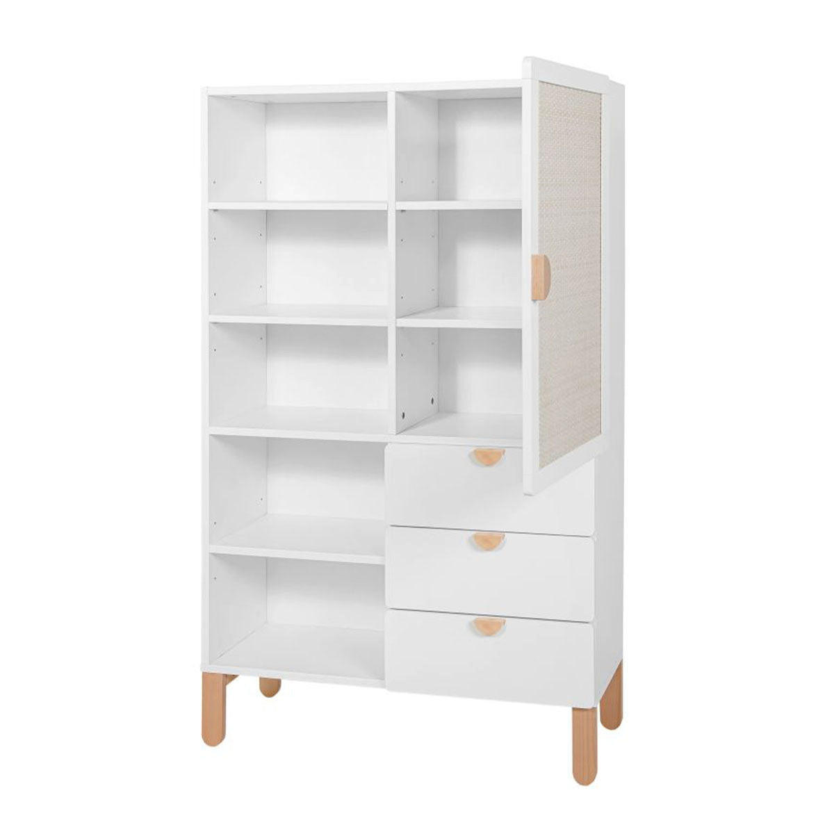 REGÁL NA KNIHY Laurie Biela a drevo - biela, kompozitné drevo (90/150/32.5cm) - Petits-meubles