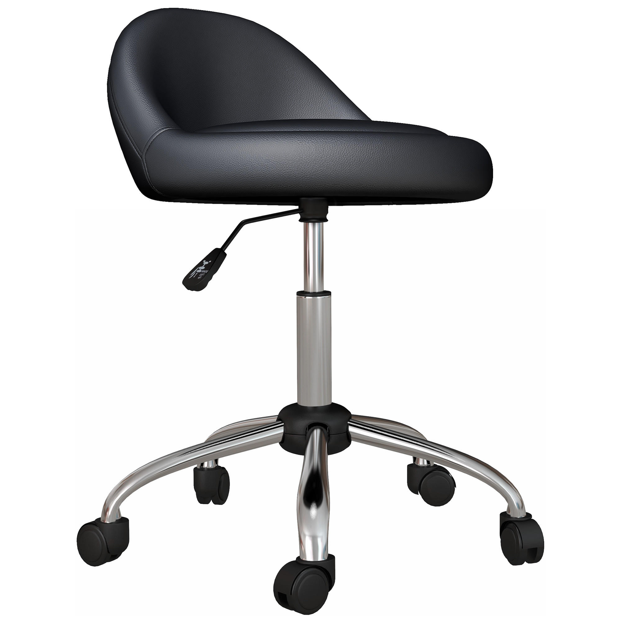 ROLLHOCKER, Höhenverstellbarer, Schwarz - Schwarz, Leder (35/83/35cm) - HOMCOM