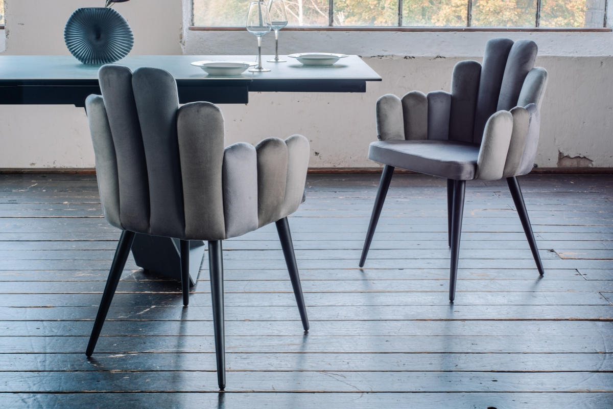 ESSZIMMERSTUHL FREJA Grau Velvet - Schwarz/Grau, Kunststoff/Textil (58/85/56cm) - KAWOLA