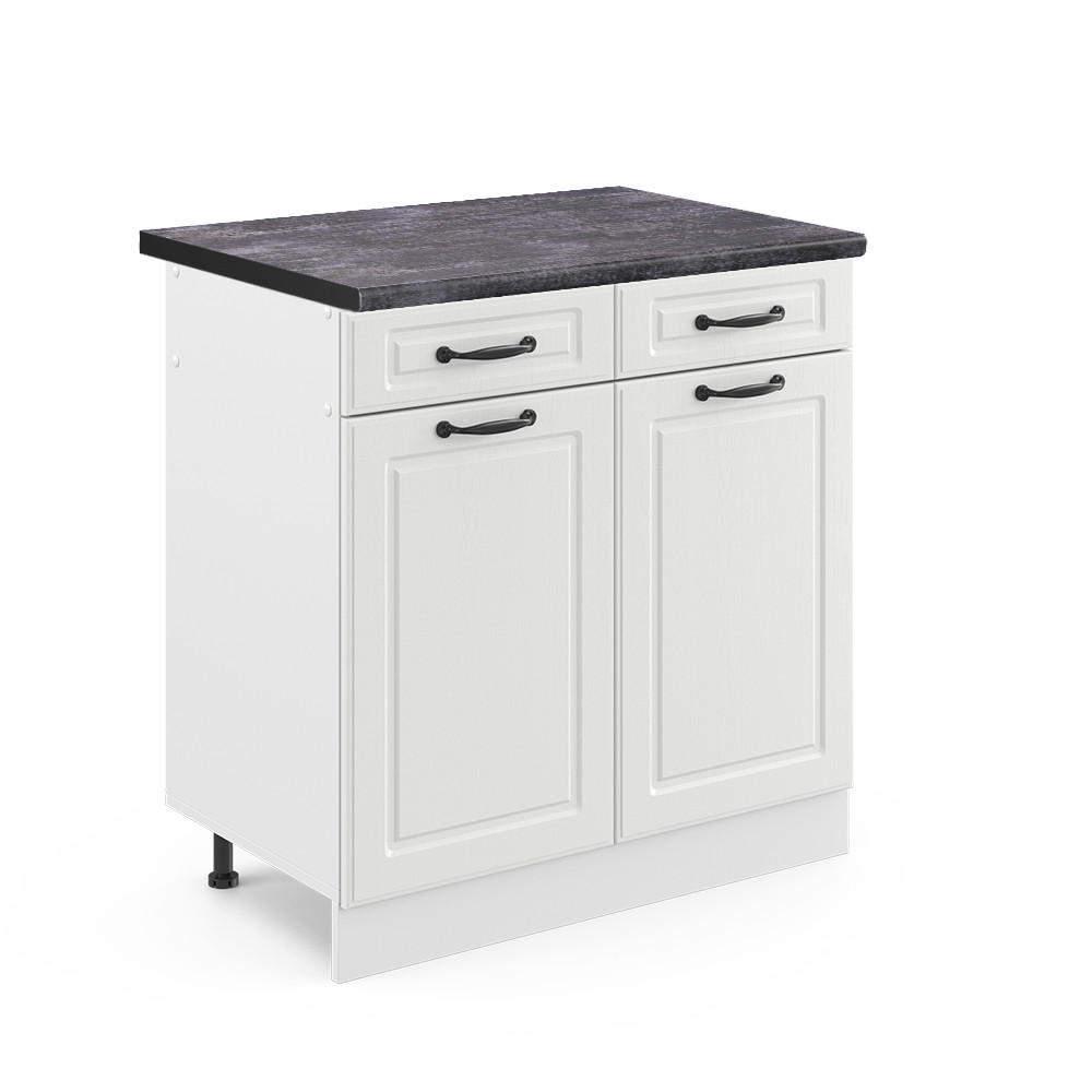 KÜCHENUNTERSCHRANK R-Line Weiß Landhaus 80 cm, AP Anthrazit - Weiß, Holzwerkstoff (80/81.6/60cm) - Vicco