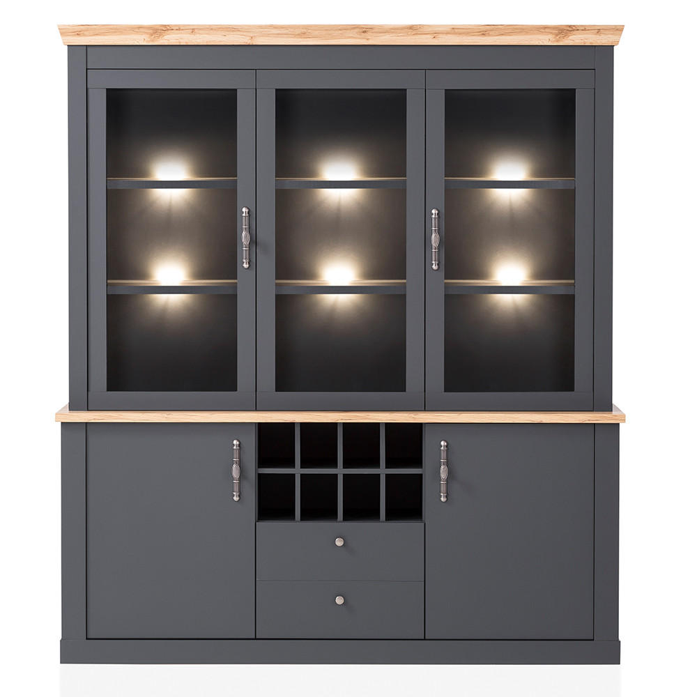 BUFFET Cesena-61 - Anthrazit, Holzwerkstoff (184/205/44cm) - Lomado