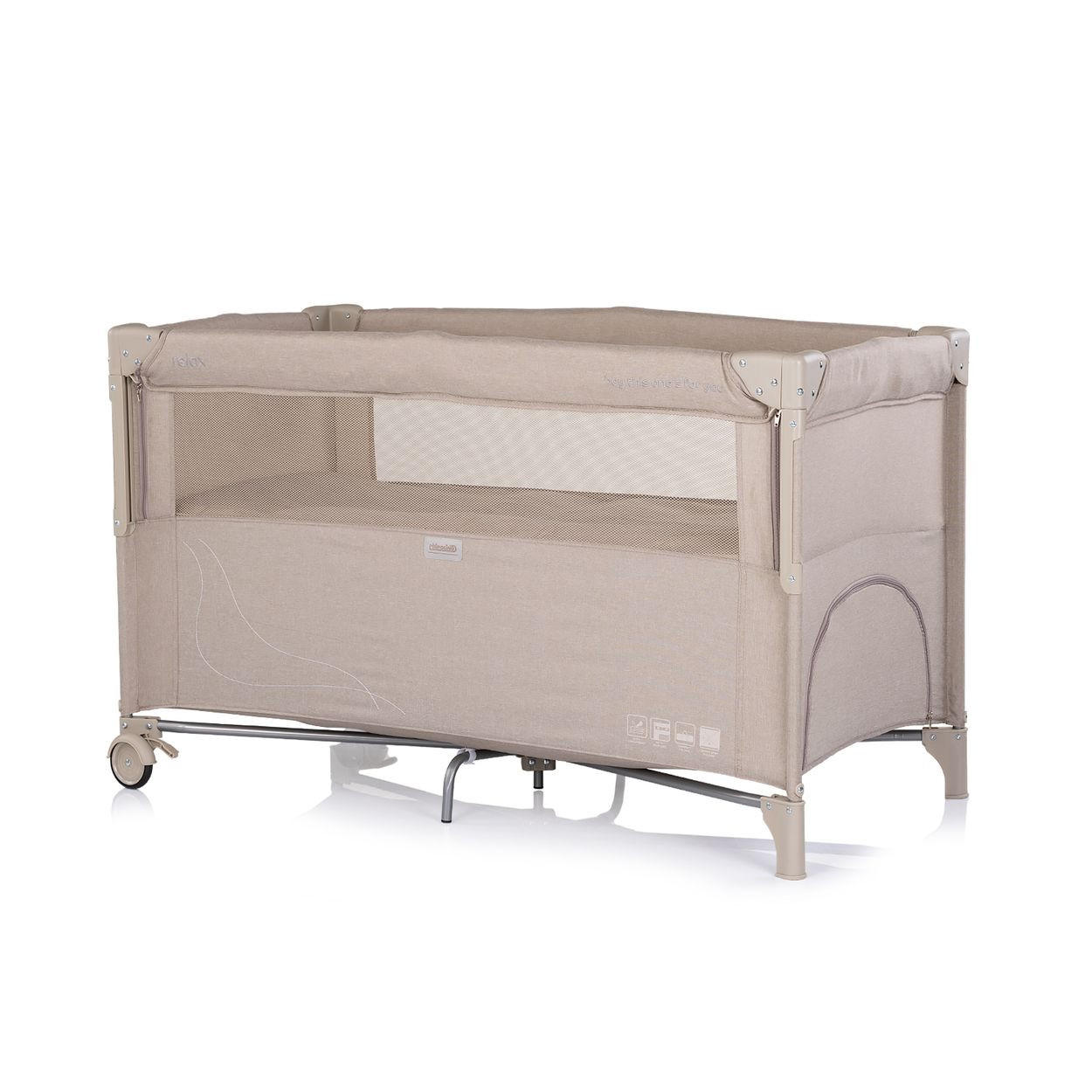 REISEBETT Relax Leinen 2 Ebenen beige braun Tasche, Reißverschluss, Räder, faltbar - Beige, Kunststoff (60/120cm) - Chipolino