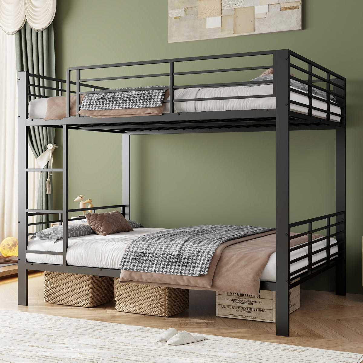 ETAGENBETT 140/200 cm DE-33078 mit Rausfallschutz und Leiter Schwarz - Schwarz, Metall (140/200cm) - ComfortXL