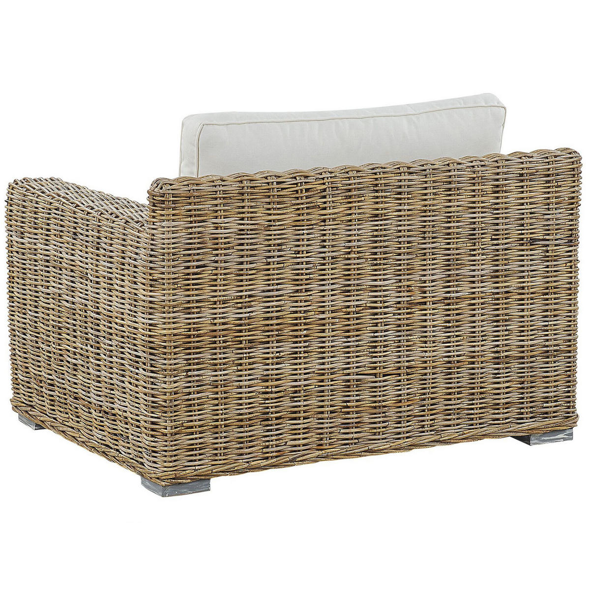 GARTENSESSEL Rattan natürlich Auflagen cremeweiß Ardea - Creme/Naturfarben, Naturmaterialen (112/70/90cm) - Beliani