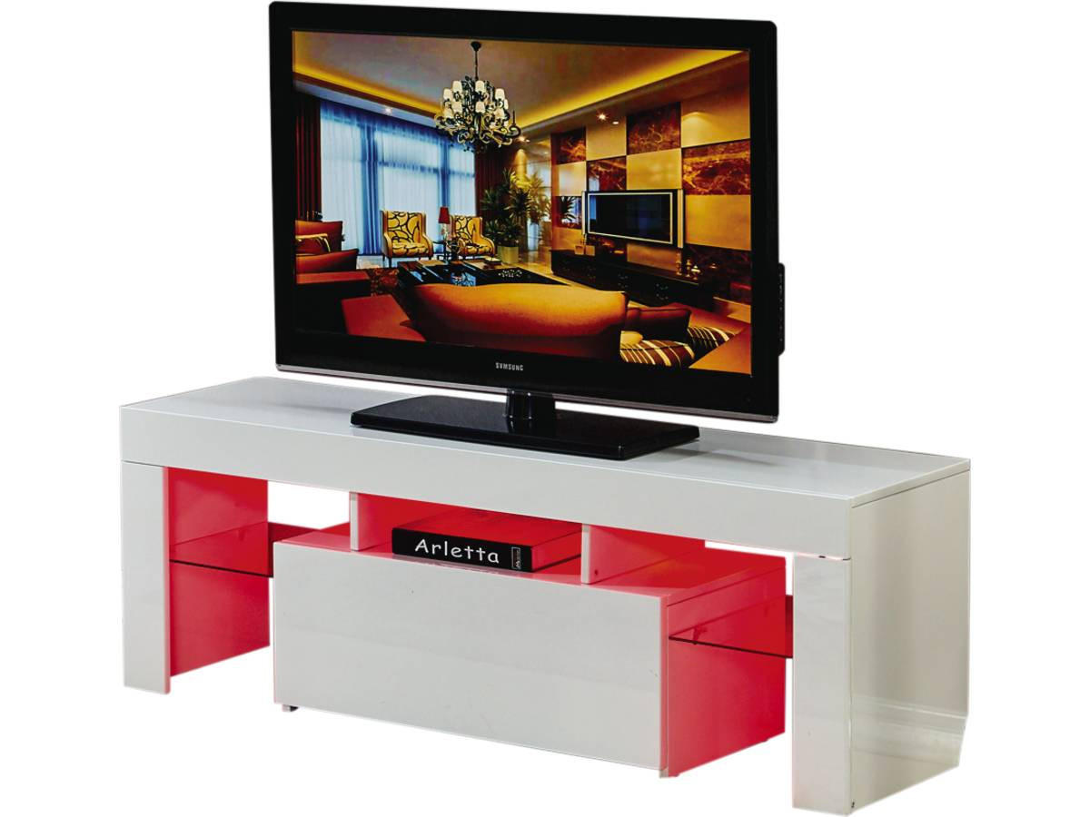 TV-MÖBEL Borda Weiß Hochglanz - Weiß Hochglanz, Holzwerkstoff (130/45/34cm) - Habitat Garten