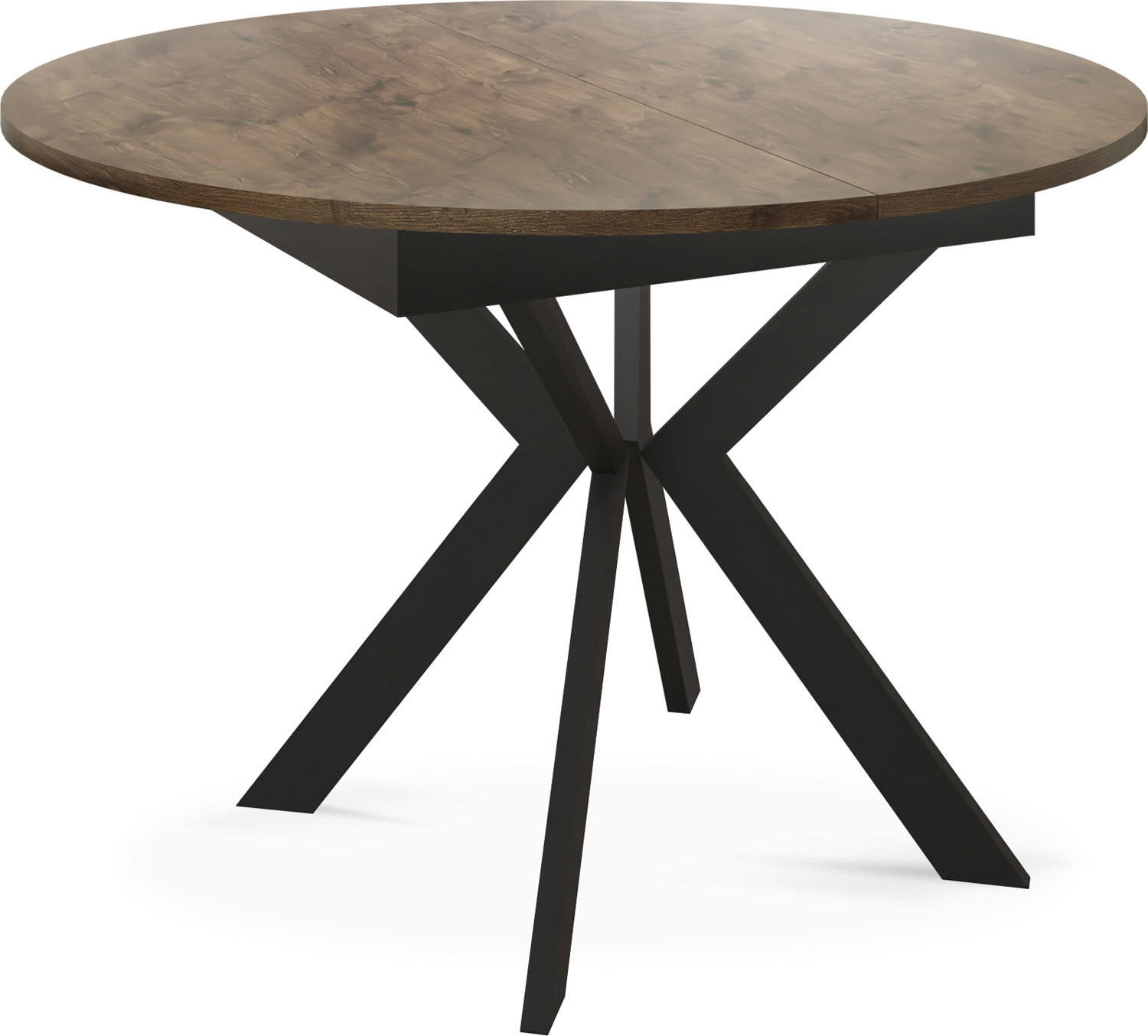 JEDÁLENSKÝ STÔL Lily Okrúhly Rozkladací s Čiernami Kovovými Nohami, Dub Lefkas Hnedý Rustikálny 100-138/100/76 cm - hnedá/čierna, kov/kompozitné drevo (100/140/76cm) - WFL GROUP