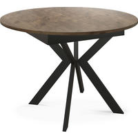JEDÁLENSKÝ STÔL Lily Okrúhly Rozkladací s Čiernami Kovovými Nohami, Dub Lefkas Hnedý Rustikálny 100-138/100/76 cm - hnedá/čierna, kov/kompozitné drevo (100/140/76cm) - WFL GROUP