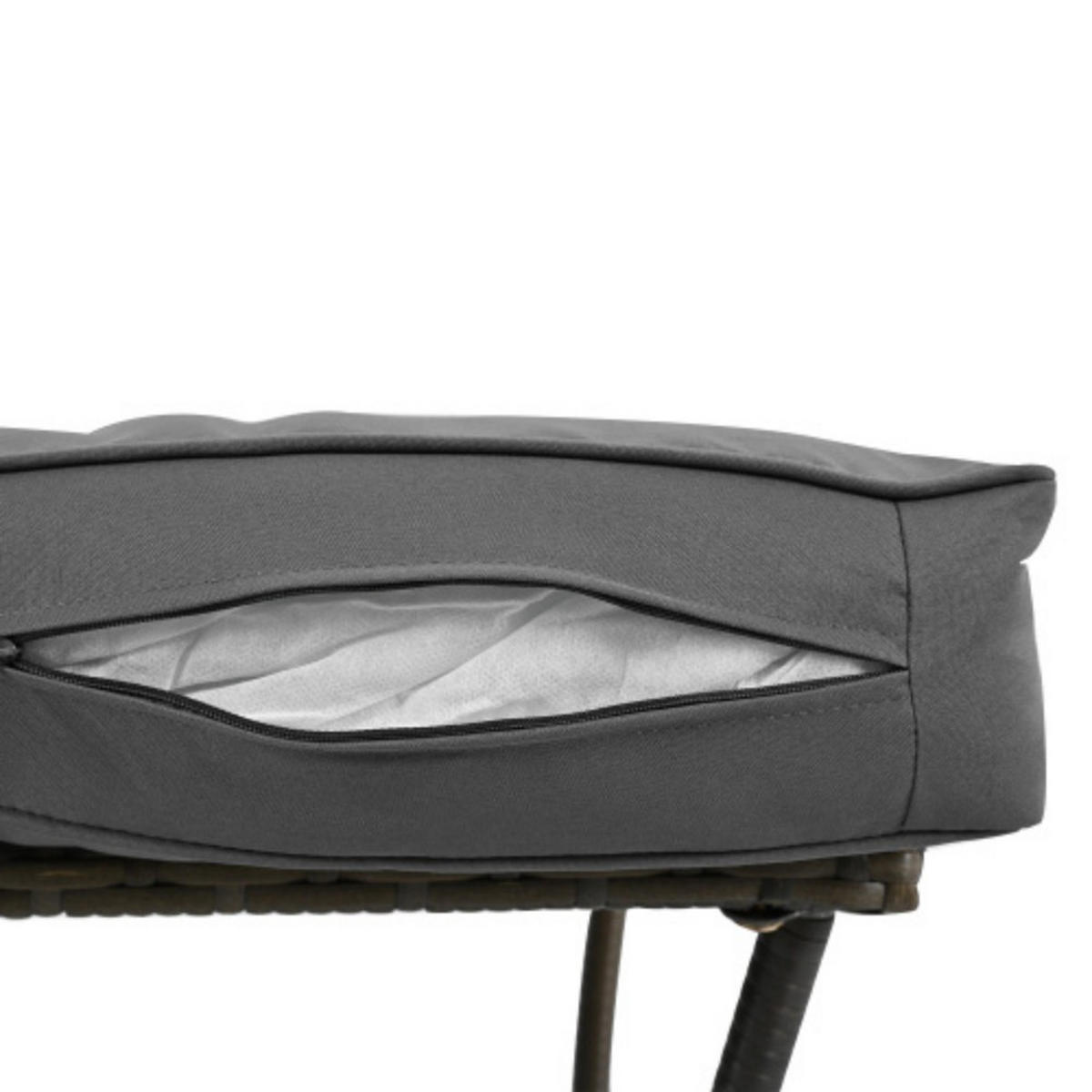 BALKONSET 3-tlg,BISTRO SET,PE-Rattan Schaukelstuhl,für 2 Personen,Grau - Grau, Metall - LVHOM