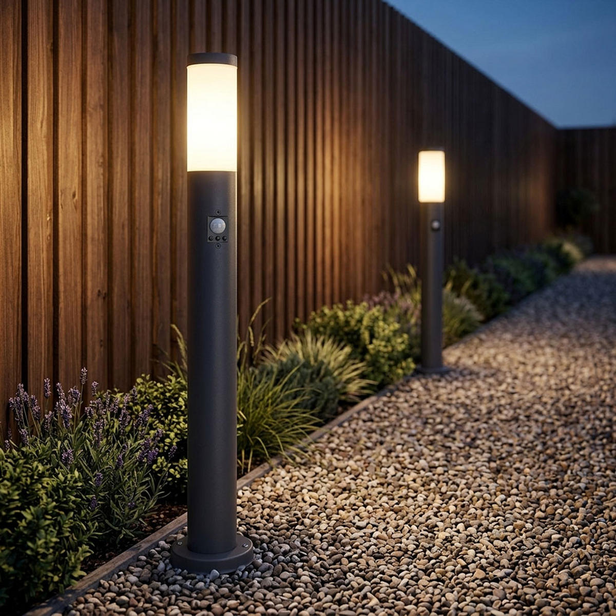 LED STEHLEUCHTE Edelstahl Anthrazit BOSTON 2er Set - Anthrazit, Metall (12.7/12.7/80cm) - Globo Lighting