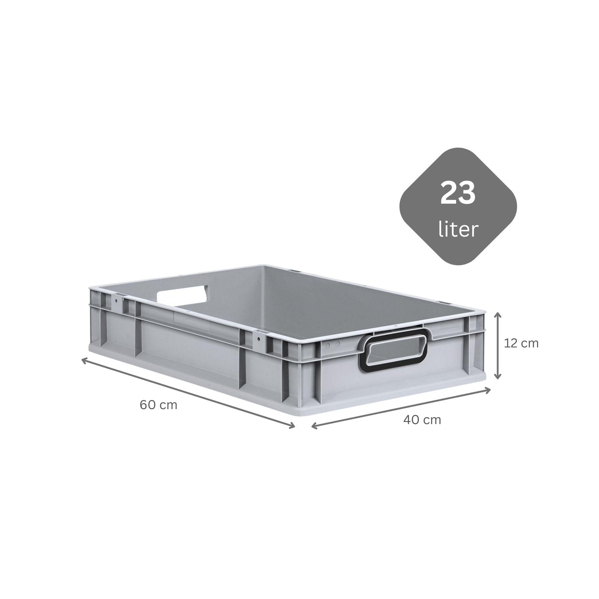 EUROBOX NextGen Color 12x40x60 cm 23 Liter Griffe schwarz offen, Grau - Schwarz/Grau, Kunststoff (40/12/60cm) - PROREGAL