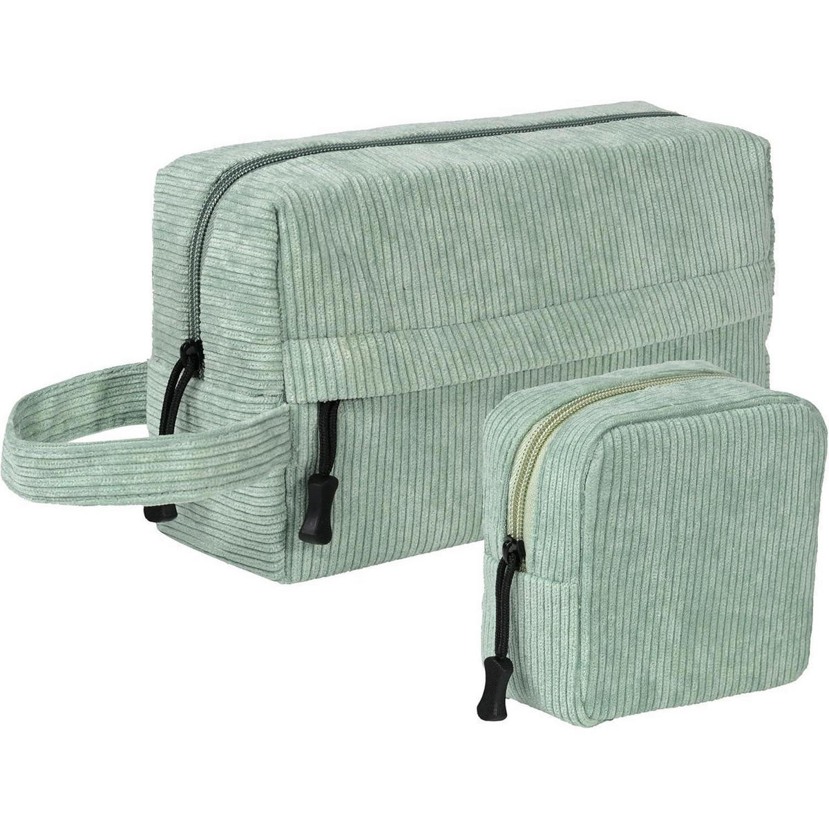 KULTURTASCHE Cord Set Grün 2-teilig - Grün, Textil (6/13/12cm)