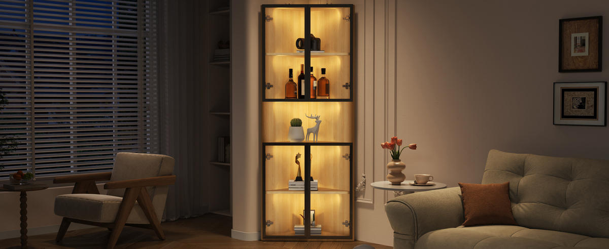 HIGHBOARD 62/160/32 cm Eichefarben aus MDF mit LED-Beleuchtung - Eichefarben, Holzwerkstoff (32/160/62cm) - OKMYHOME