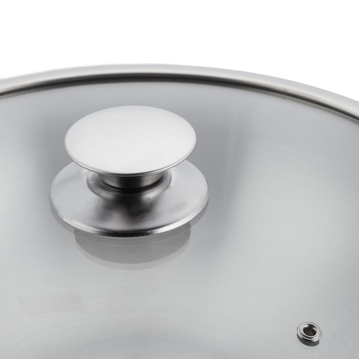 EDELSTAHL-WOK - Silberfarben, Glas/Metall (32/60/16cm) - Relaxdays