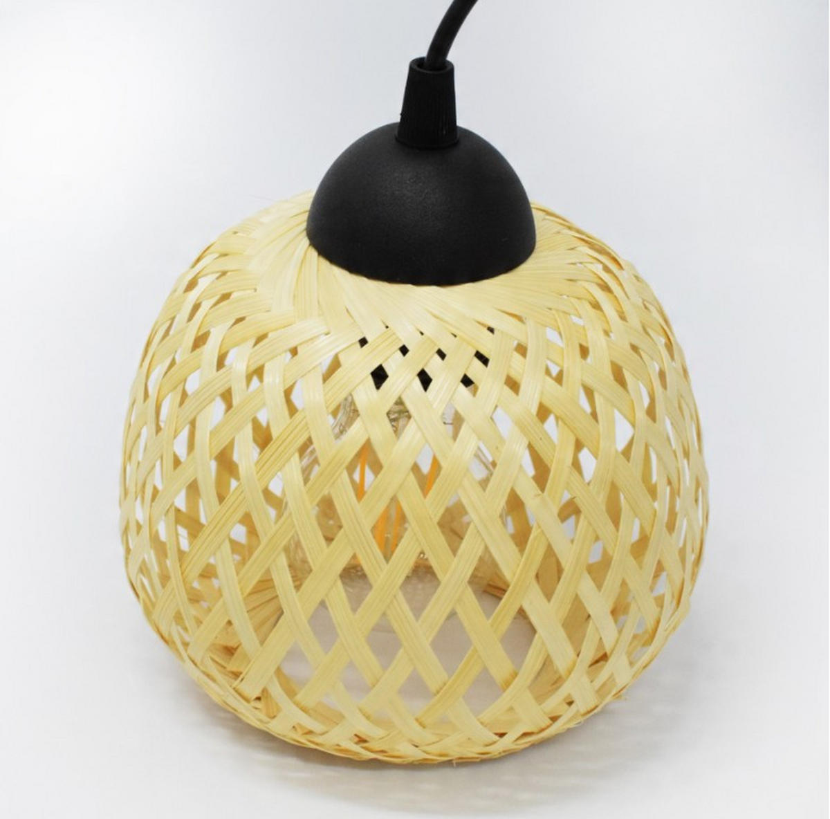 PENDELLEUCHTE BOHO - Beige/Schwarz, Holz/Metall (25/25/100cm) - kiki design