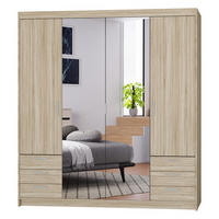 KLEIDERSCHRANK Storicos Sonoma Eiche 176,3/190,5/53 cm - 4T6S Modern mit Schubladen und Spiegel - Beige, Holzwerkstoff/Kunststoff (176.3/190.6/53cm) - AX Living