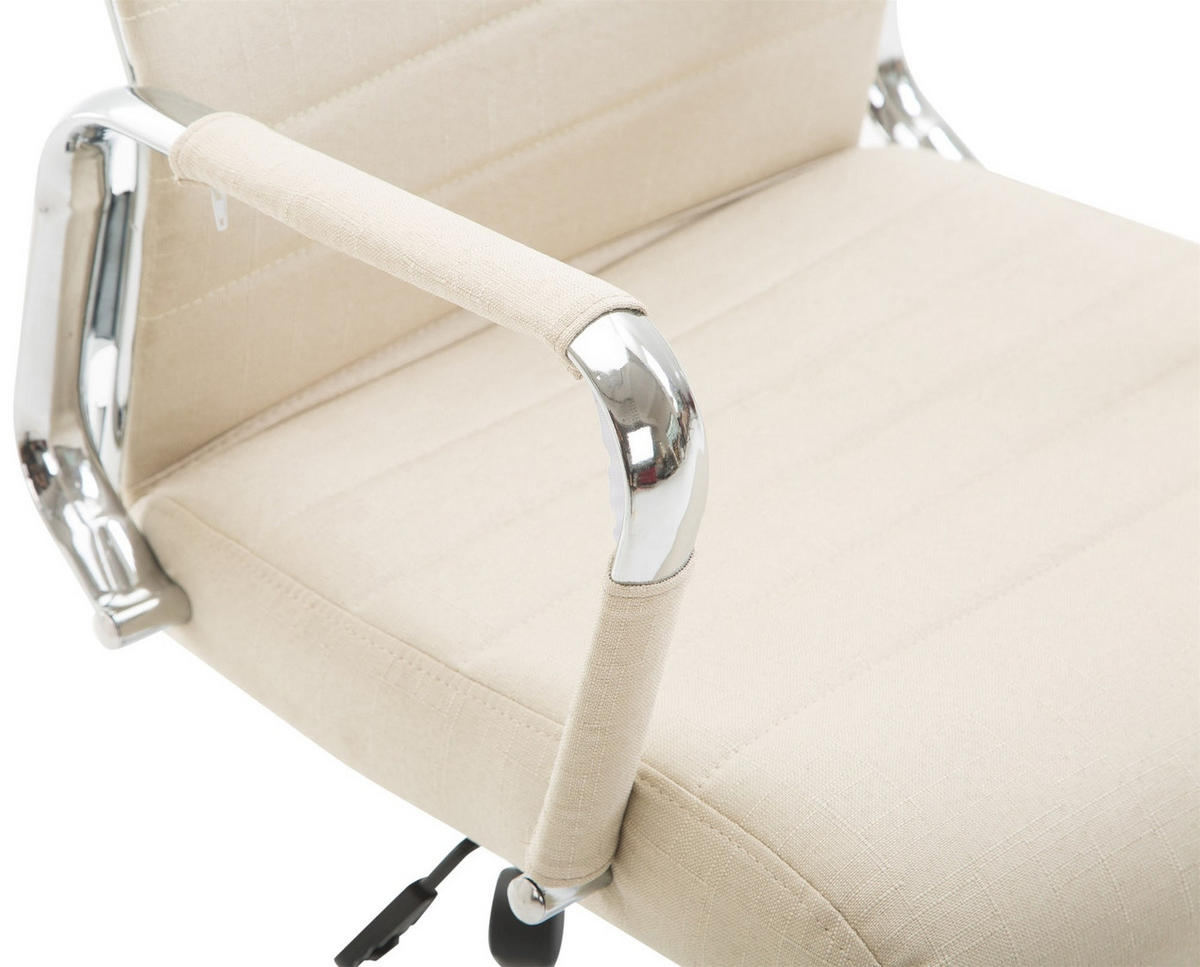 DREHSTUHL Stoff creme - Chromfarben/Creme, Textil/Metall (58/105/66cm) - CLP